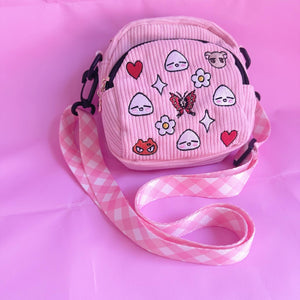 Pink Onigiri Butterfly Corduroy Bag