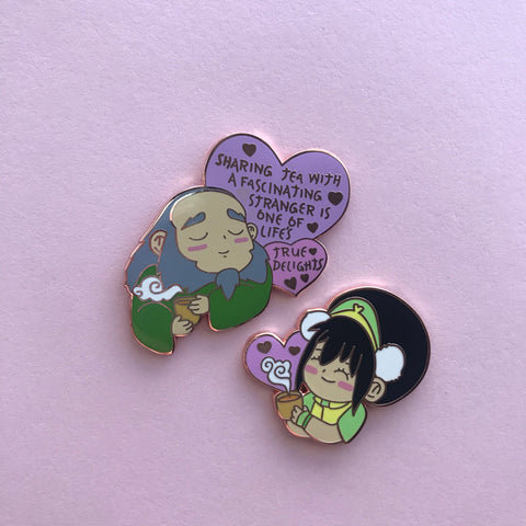 Uncle Iroh with Toph and Tea Pin Set